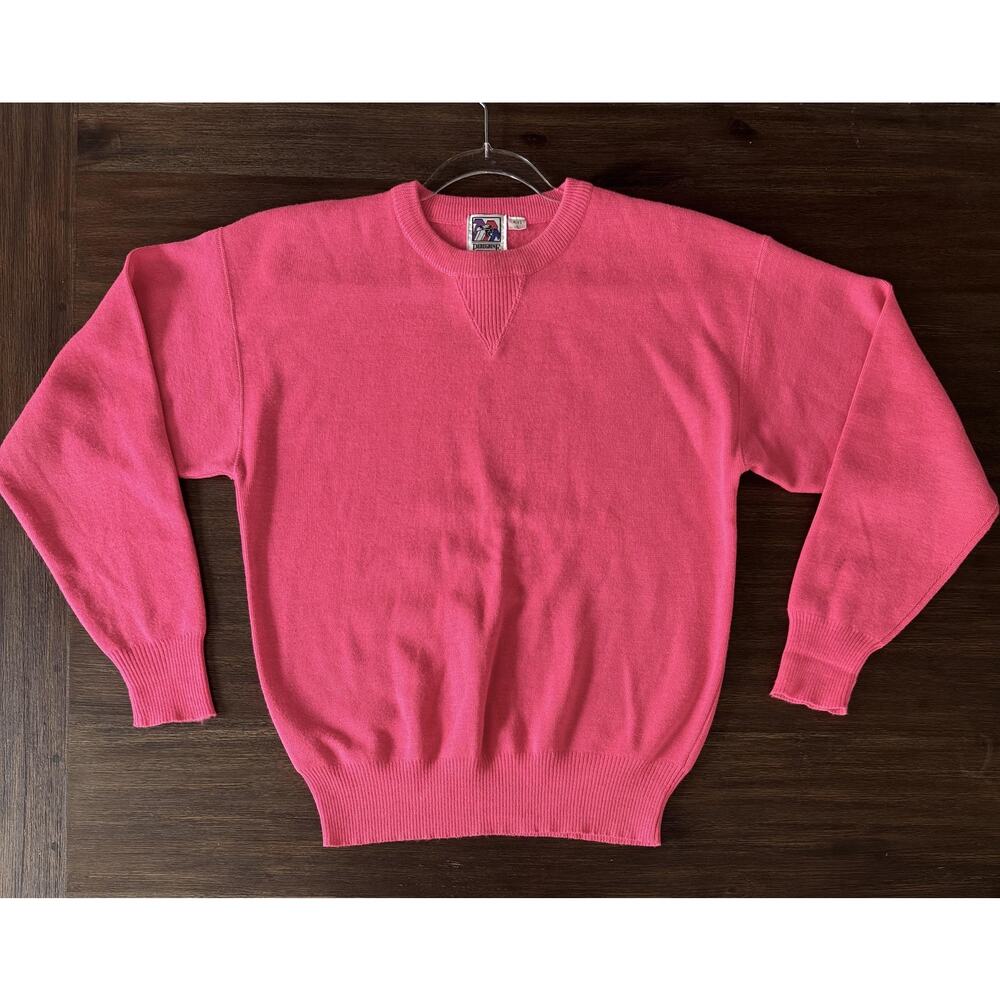 Vintage Peregrine Pink Sweater 80s Ski Lodge Après Ski Wool Blend Mens Large